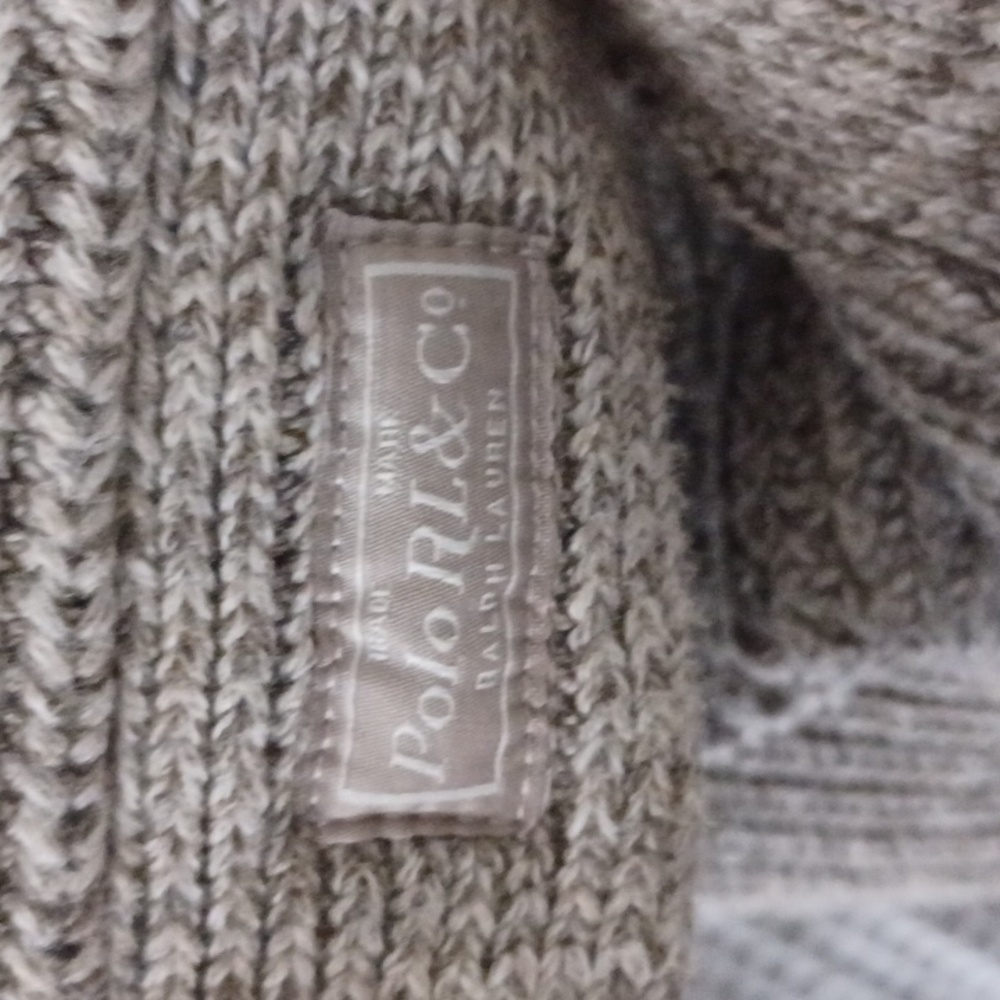 RALPH LAUREN Tan Heavy Knit Shawl Collared Cardigan Sweater, XL - Picture 10 of 12
